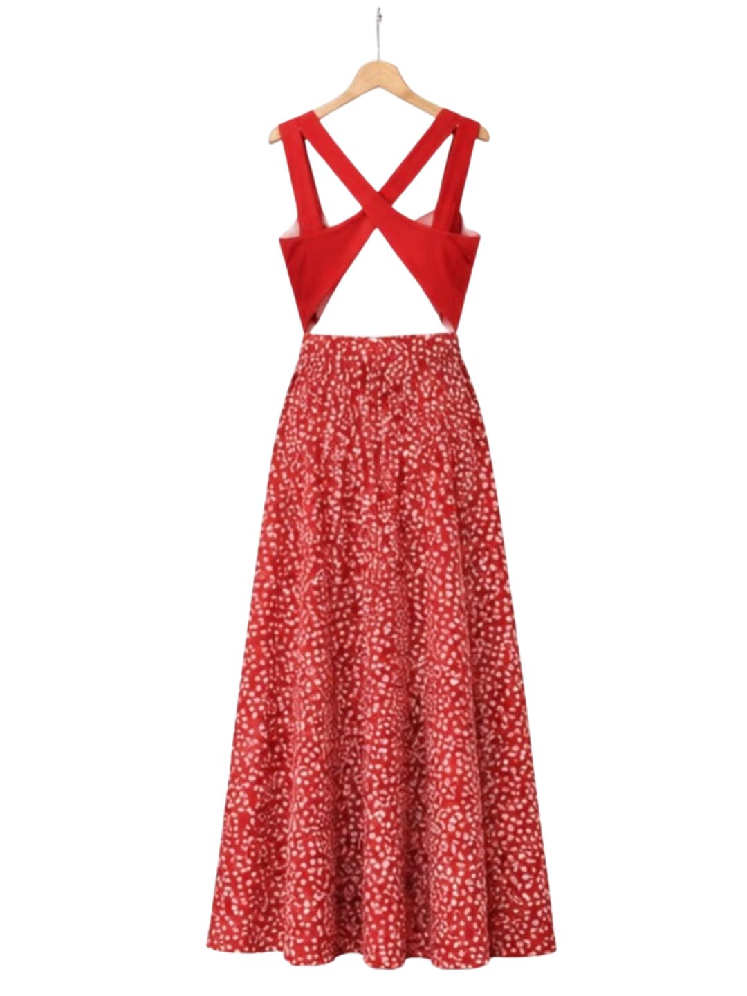 Valencia Red Floral Two-Piece Maxi Skirt & Crop Top Set