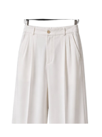 Classic White Satin Shirt & Wide-Leg Pants Set