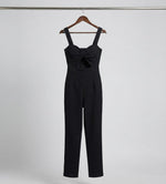 Black Twist-Front Cutout Jumpsuit