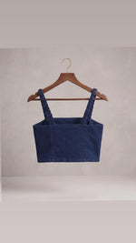 Braided Strap Denim Bustier & Wide-Leg Jeans Set