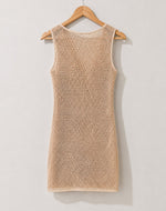 Crochet Open-Knit Keyhole Mini Dress