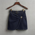 Draped Denim Mini & Interlock Tee Set
