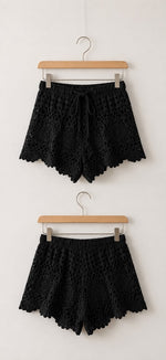 Embroidered Halter & Crochet Shorts Set