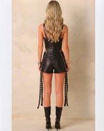 Faux Leather Grommet Corset and Shorts Set