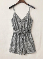 Leopard Chiffon Tie-Belt Romper