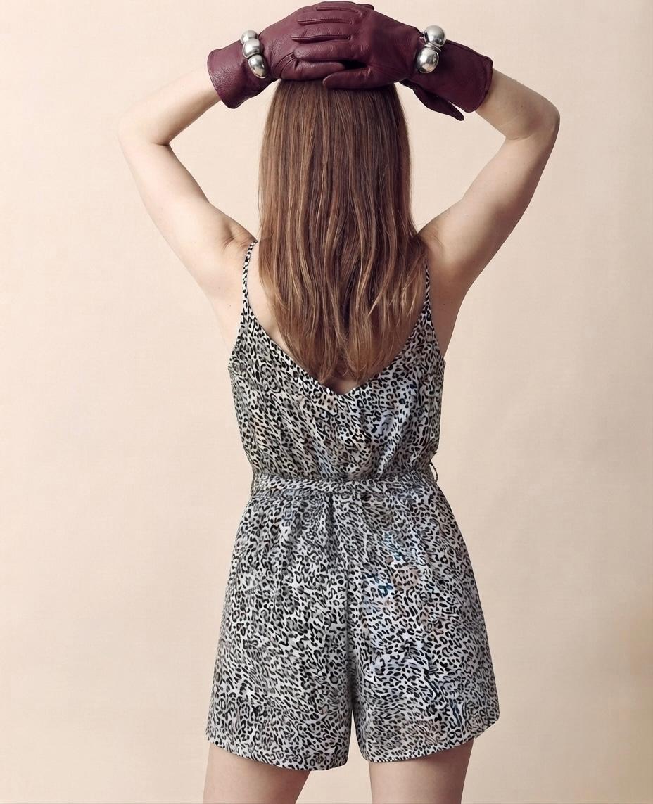 Leopard Chiffon Tie-Belt Romper