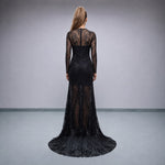 Noir Illusion Lace Maxi Dress