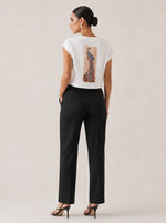 Peacock Tie-Front Top & Trousers Set