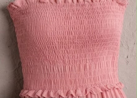 Rose Pink Smocked Strapless Maxi Dress