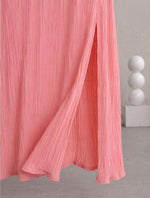 Rose Pink Smocked Strapless Maxi Dress