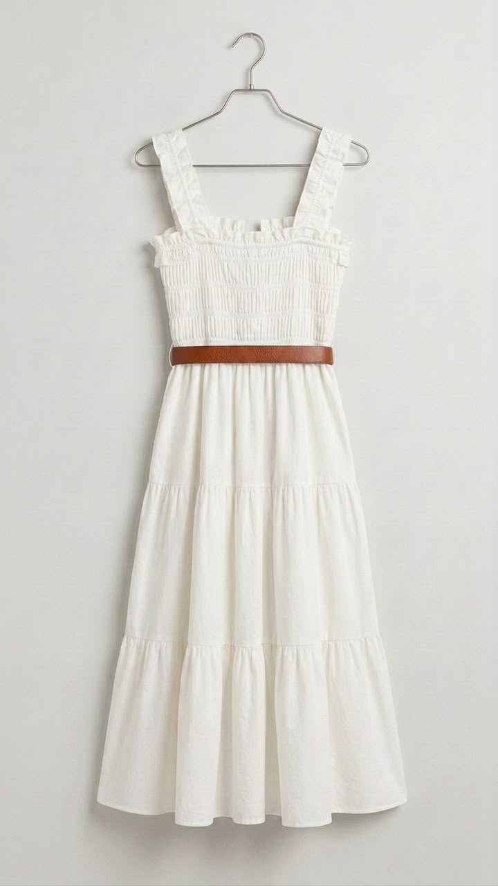 Smocked Cotton Midi Dress