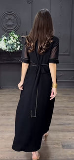 Studded Keyhole Back-Tie Maxi Dress