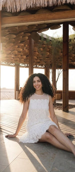 Summer Lace Drop-Waist Mini Dress | Elegant White Lace Resort Dress