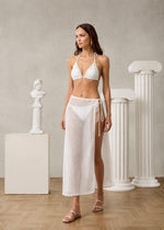 White Crochet Bikini & Mesh Sarong Set