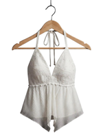 White Pleated Halter Top & Wide-Leg Pants Set