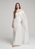 Aurelia Ruched Silk-Chiffon Gown with Asymmetric Cape Overlay
