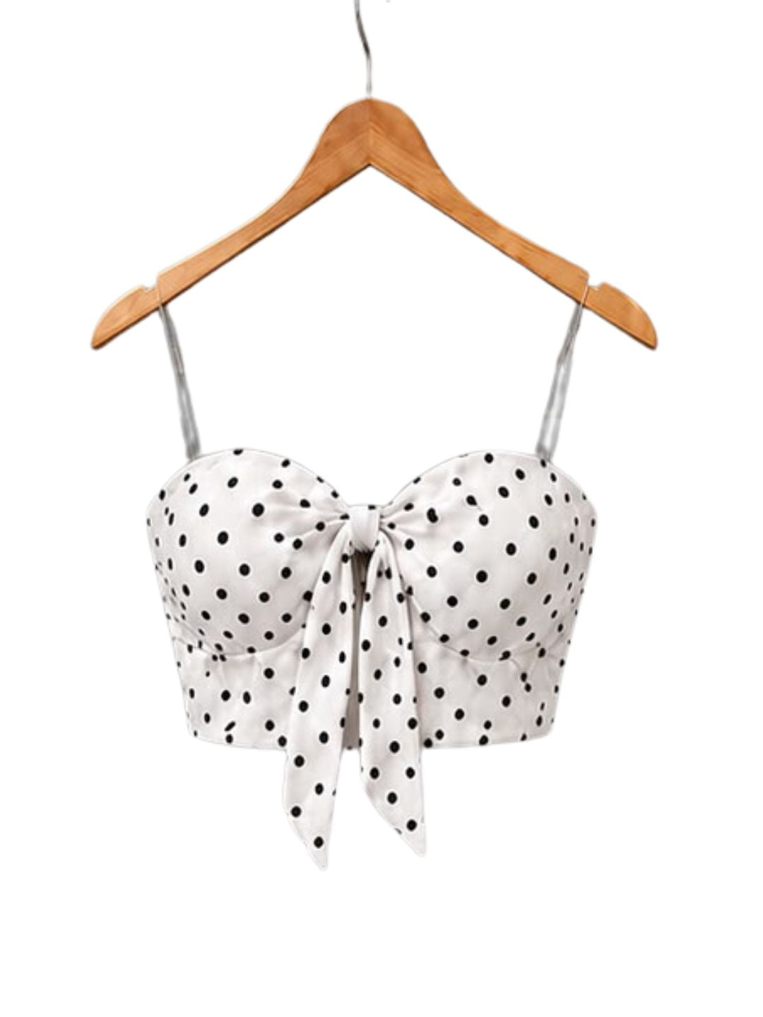 Polka Dot Crop Top & White Wide-Leg Pants Set