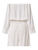 Classic White Satin Shirt & Wide-Leg Pants Set