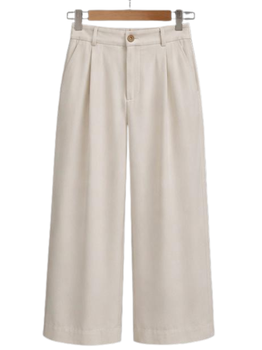 Brown Lace Top & Cream Wide-Leg Pants Set