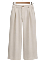 Brown Lace Top & Cream Wide-Leg Pants Set