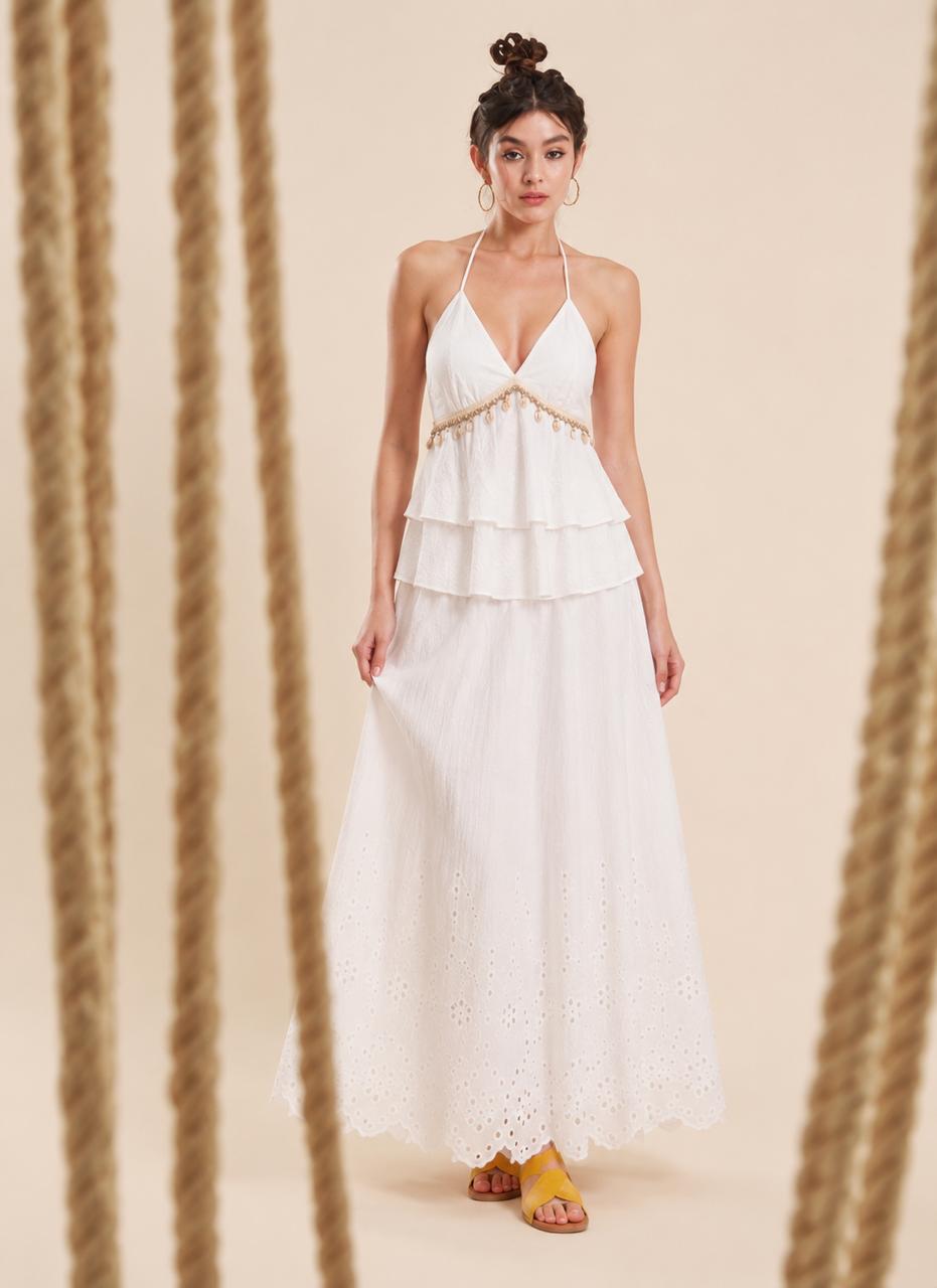 Amalfi White Halter Maxi Dress