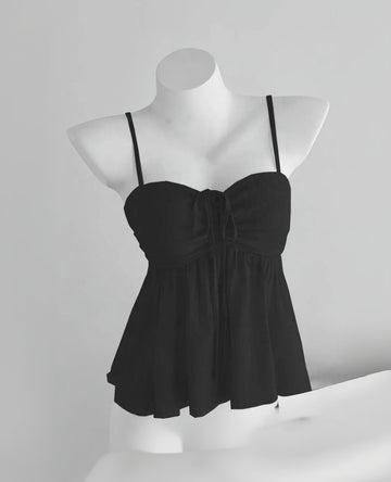 Black Tie-Front Cami Top
