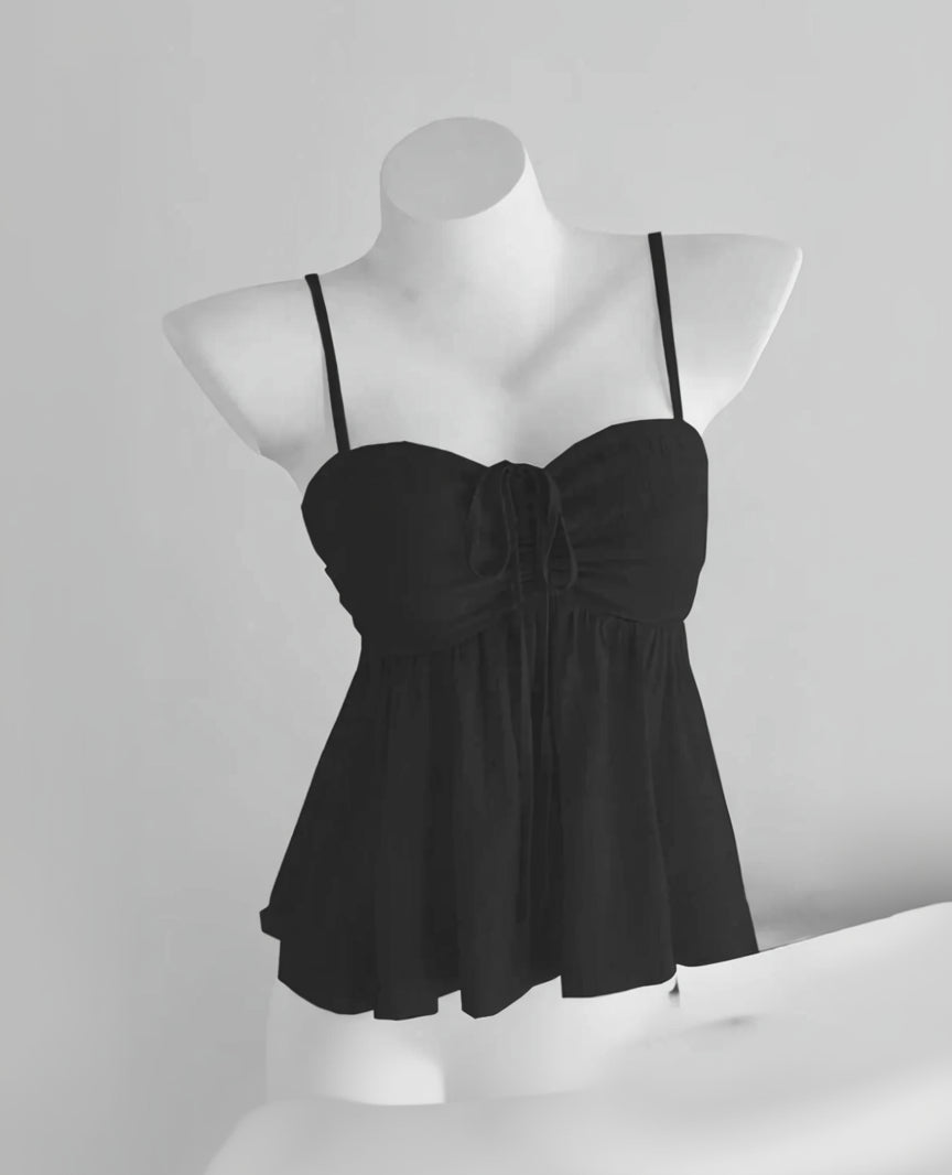 Black Tie-Front Cami Top