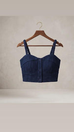 Braided Strap Denim Bustier & Wide-Leg Jeans Set