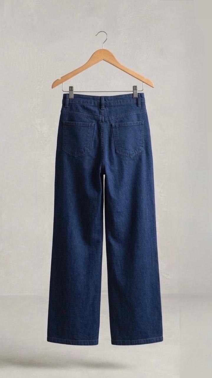 Braided Strap Denim Bustier & Wide-Leg Jeans Set