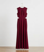 burgundy side cutout sleeveless maxi dress