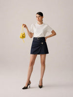 Draped Denim Mini & Interlock Tee Set