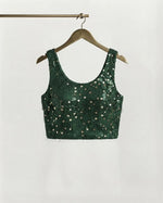Emerald Sequin & Fringe Chiffon Set