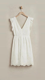 Floral Eyelet Flutter-Sleeve Cotton Mini Dress