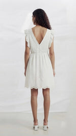 Floral Eyelet Flutter-Sleeve Cotton Mini Dress
