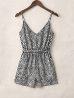 Leopard Chiffon Tie-Belt Romper