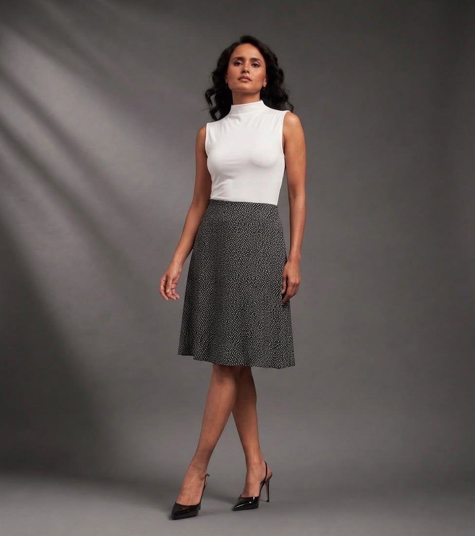 Mock-Neck Combination Dress
