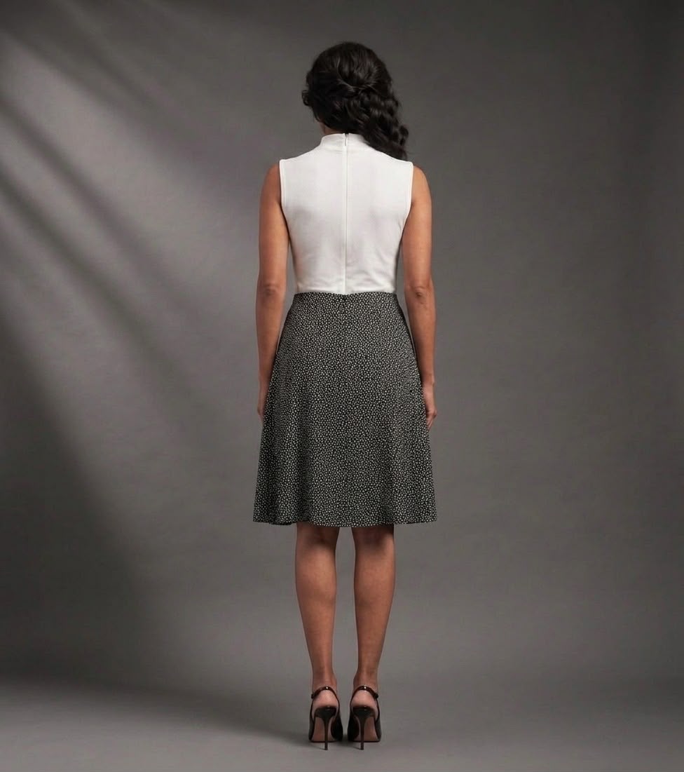 Mock-Neck Combination Dress