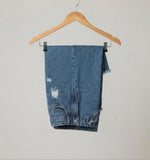 Navy Jersey Tee & Distressed Denim Shorts Set