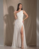 One-Shoulder Draped Maxi Dress | Goddess Silk-Touch Gown