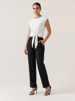 Peacock Tie-Front Top & Trousers Set