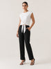 Peacock Tie-Front Top & Trousers Set