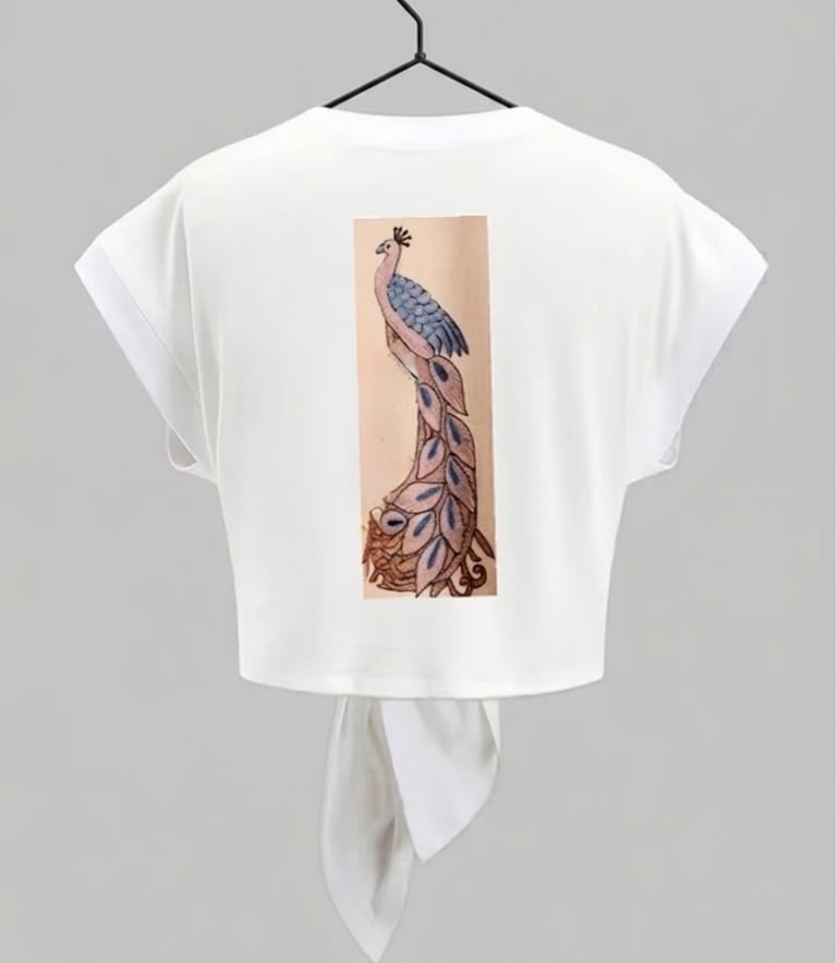 Peacock Tie-Front Top & Trousers Set