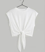 Peacock Tie-Front Top & Trousers Set