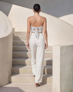 Polka Dot Crop Top & White Wide-Leg Pants Set