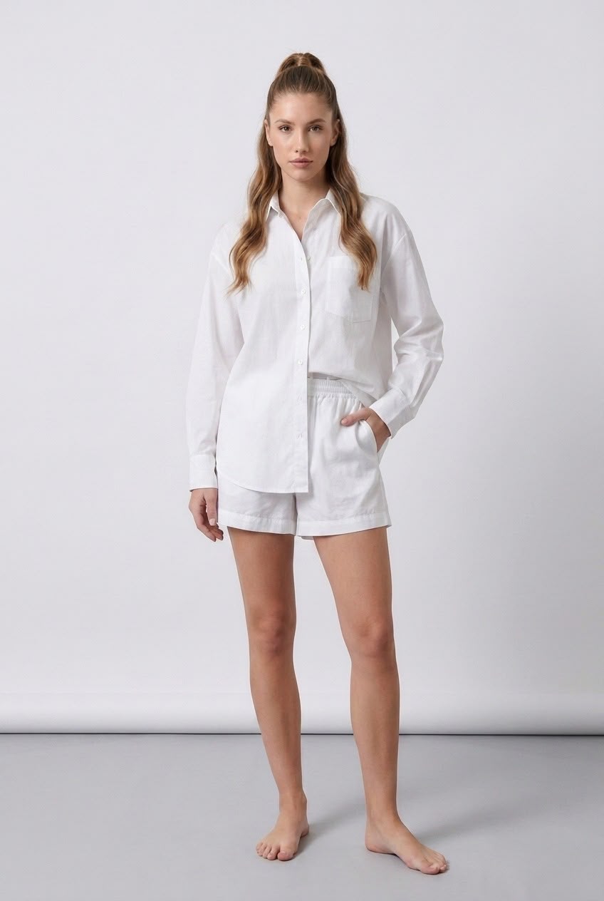 Pure Cotton Shirt & Elasticated Shorts Set