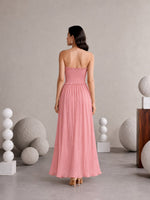 Rose Pink Smocked Strapless Maxi Dress