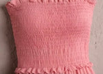 Rose Pink Smocked Strapless Maxi Dress