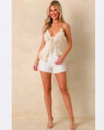 Ruffle Halter Neck Tie-Front Top