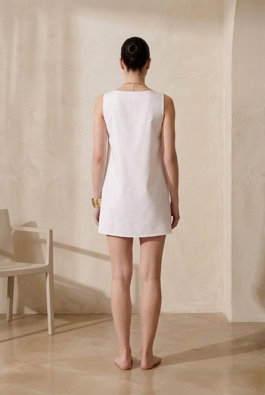 Sleeveless A-Line Cotton Mini Dress