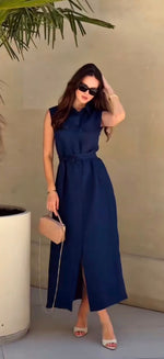 Sleeveless Button-Down Shirt Dress